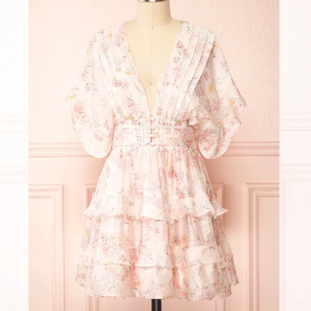 Storia Pink and Cream Floral Dress